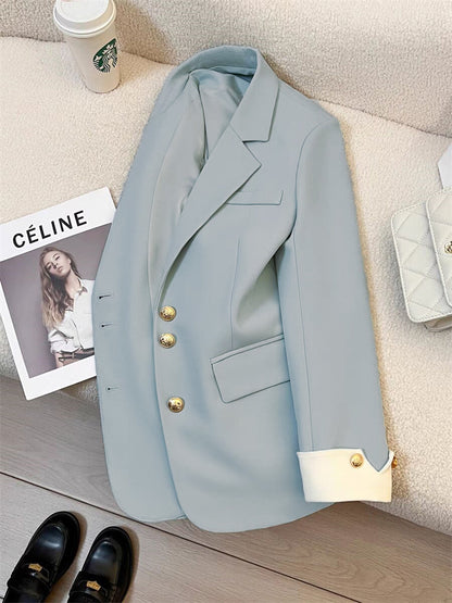 Women's Blazer with Contrast Cuffs Single Breasted