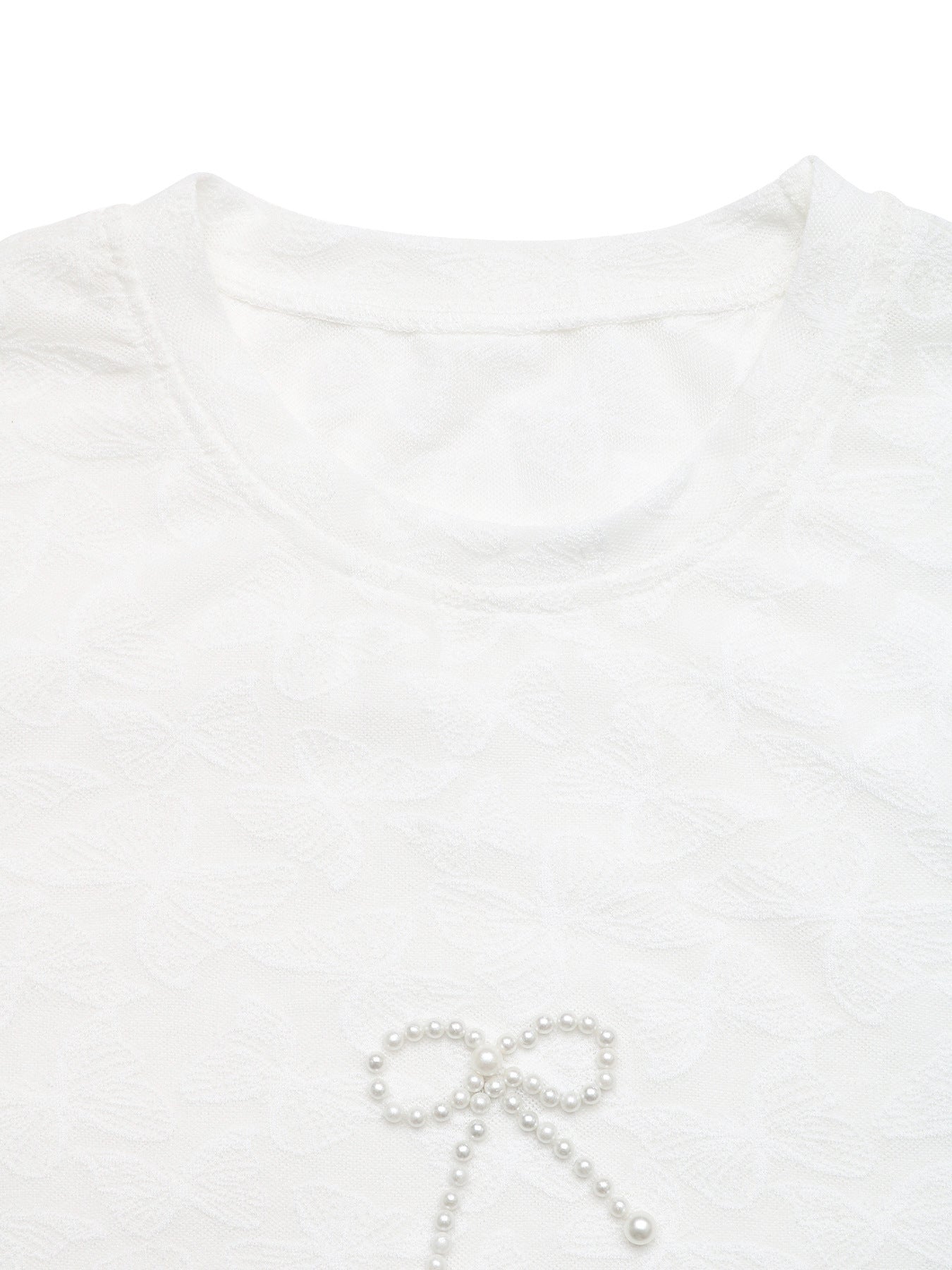 Butterfly Jacquard Crewneck Tee Casual Summer Top