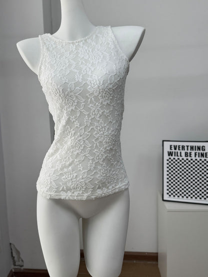 Floral Lace Sleeveless Bodysuit Sexy Mesh Tank Top