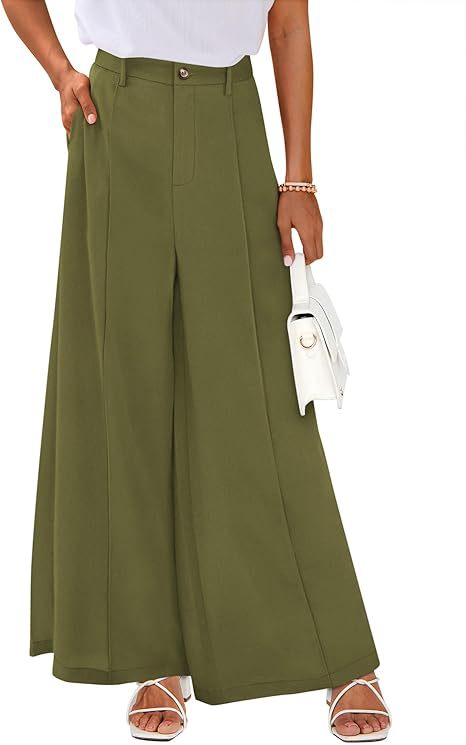Women's High-Waisted Wide-Leg Palazzo Pants – Elegant Business Trousers