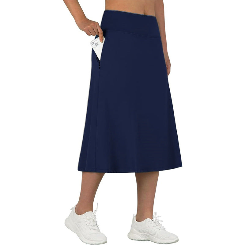 Women's High-Waisted A-Line Skirt with Pockets – Casual Sports Skirt