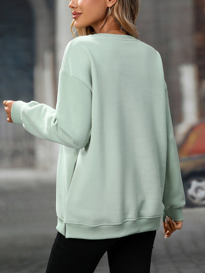 Trendy Y2K Fleece Pullover Sweatshirt – Fall/Winter Casual Top