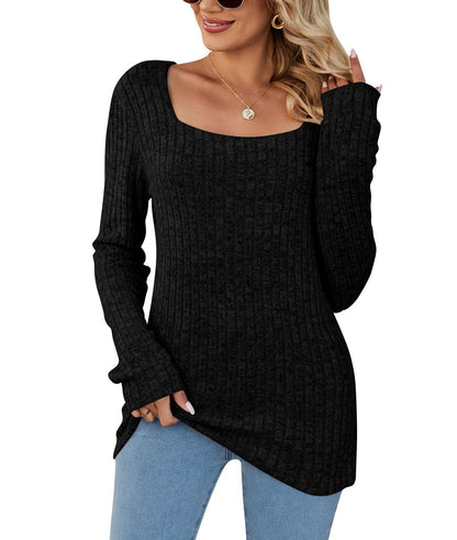 Long Sleeve Square Collar Casual Top