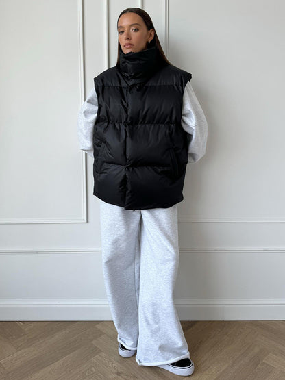 Women's Oversized Puffer Vest Quilted Layering Jacket