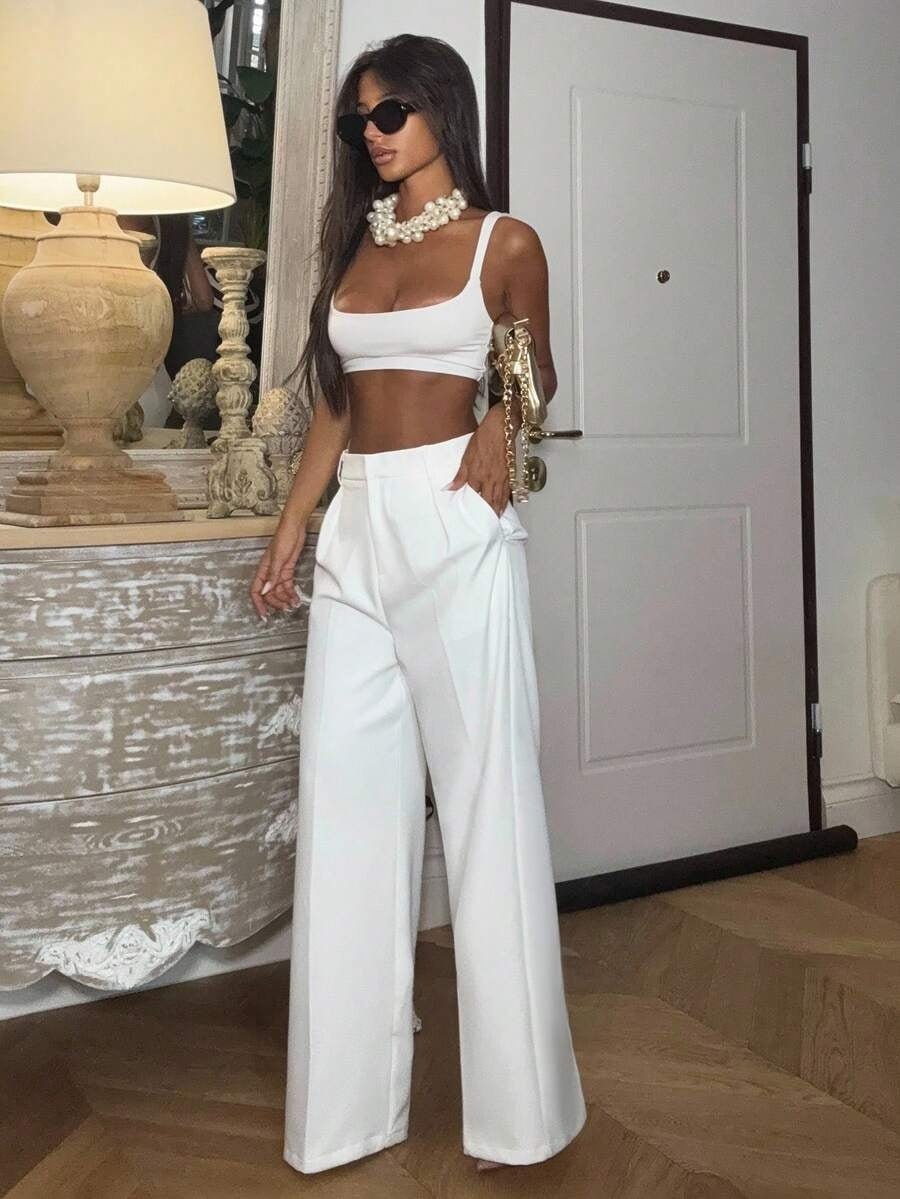 High Waisted Wide Leg Dress Pants Casual Work Trousers