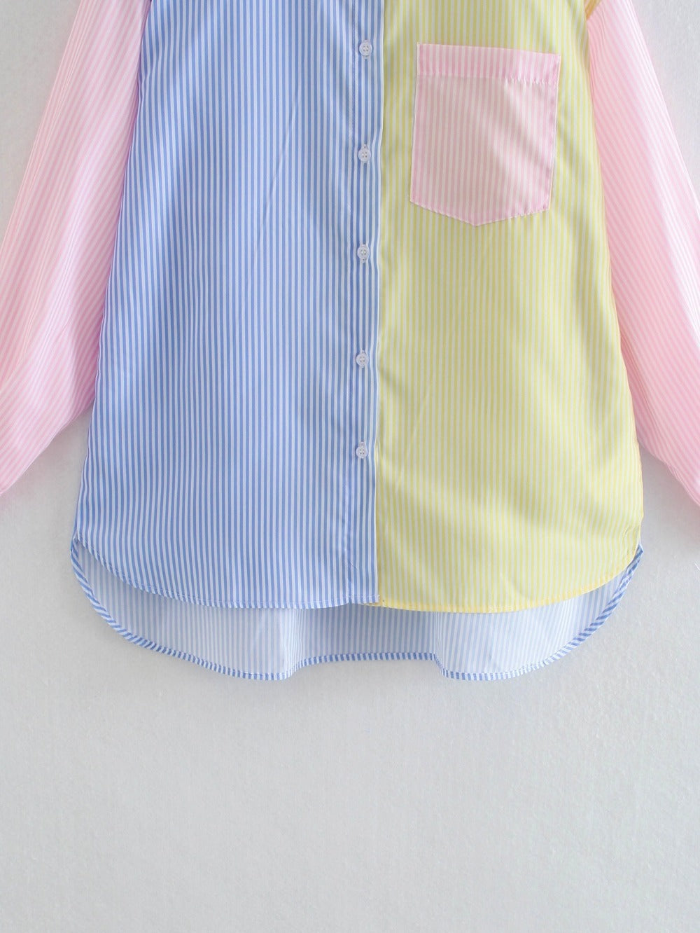 Women's Color Block Striped Oversized Button Down Shirt