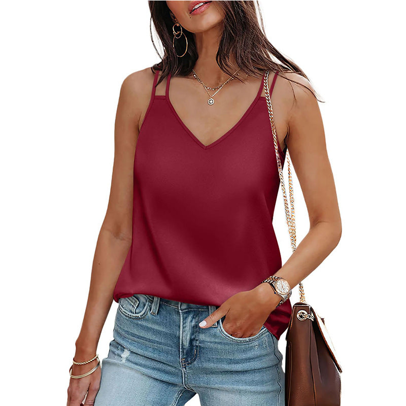 Women’s V Neck Camisole Tank Top Summer Basic