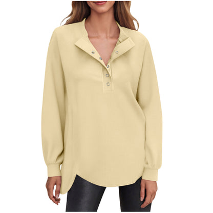Women's Oversized Button Sweatshirt Long Sleeve Pullover