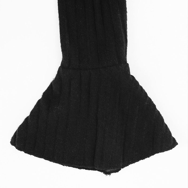 Women's Ribbed Square Neck Bell Sleeve Fitted Top