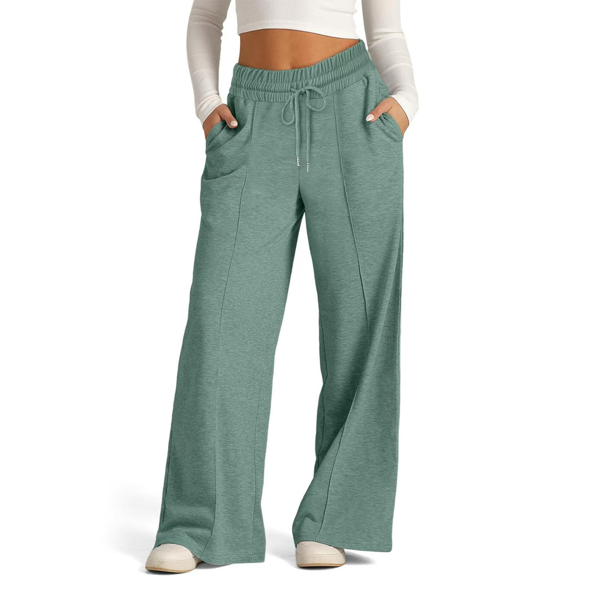 Wide Leg Sweatpants Women High Waisted Drawstring Pants