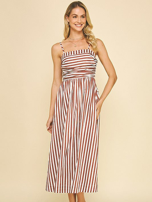 Striped Maxi Dress Smocked Spaghetti Strap Resort Dress