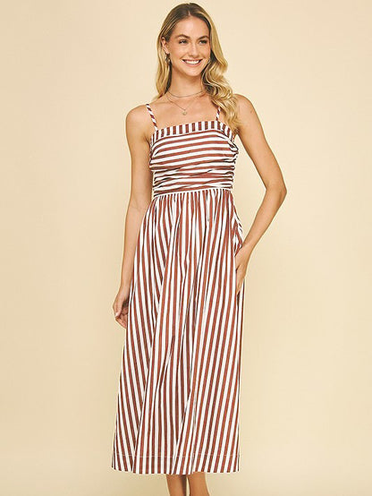 Striped Maxi Dress Smocked Spaghetti Strap Resort Dress