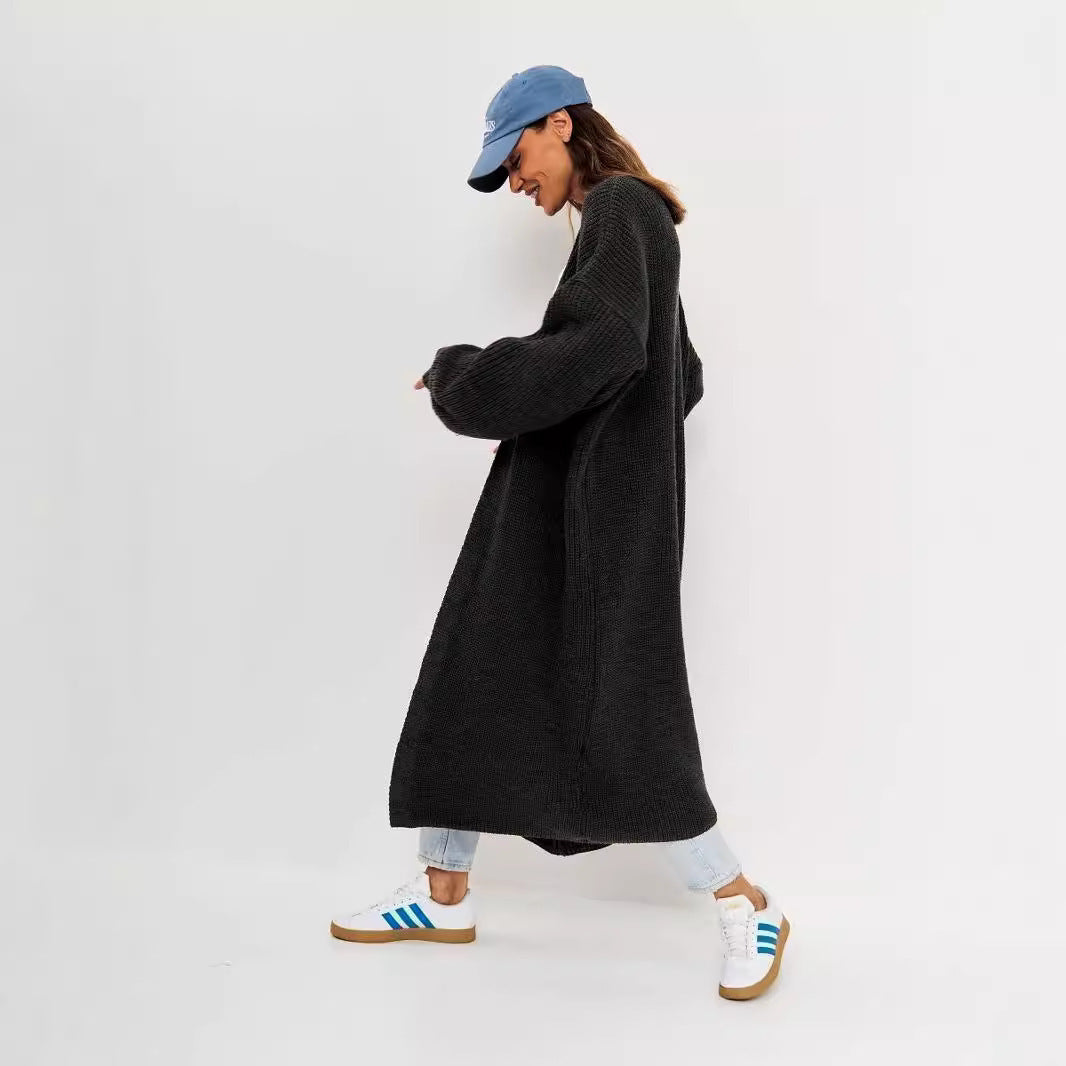 Womens Oversized Long Cardigan Open Front Knit Duster