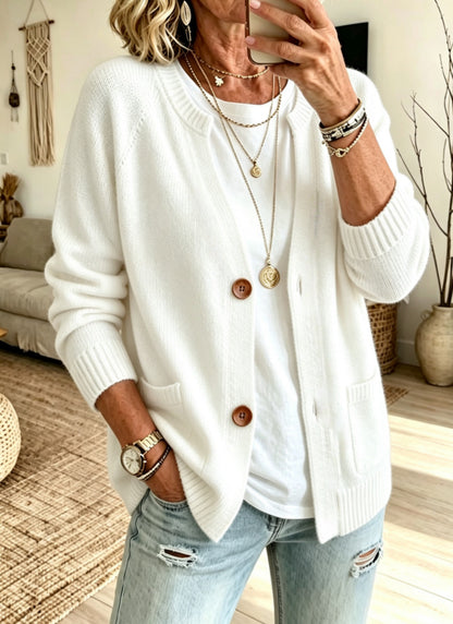 Button Front Knit Cardigan Sweater with Pockets