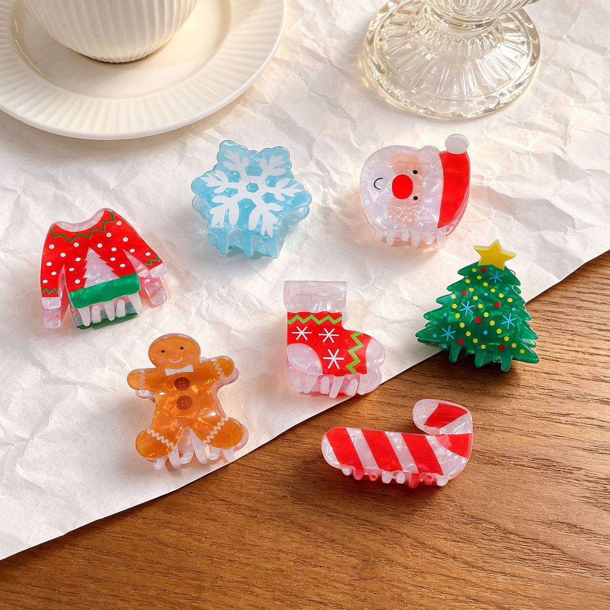 Christmas Claw Clips Gingerbread Santa Tree Snowflake