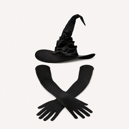 Adult Halloween Witch Hat Long Gloves Costume Set