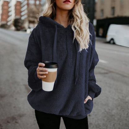 Women's Oversized Sherpa Fleece Hoodie Pullover Cozy