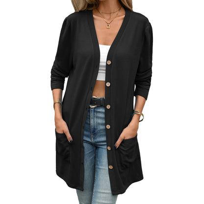 Women's V-Neck Button Down Cardigan with Pockets