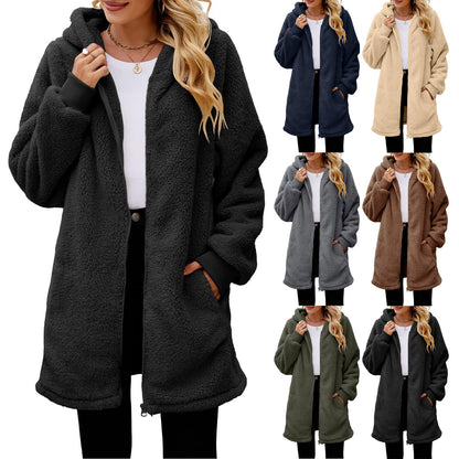 Women's Oversized Sherpa Zip Up Hooded Jacket