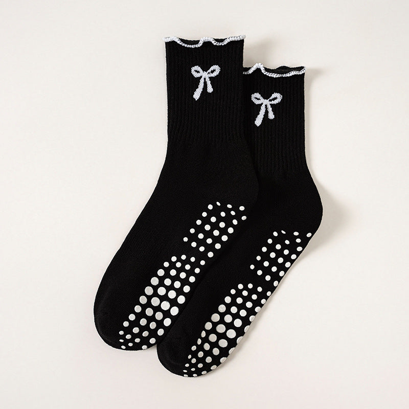 Womens Bow Grip Pilates Socks Non Slip Yoga Socks