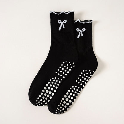 Womens Bow Grip Pilates Socks Non Slip Yoga Socks
