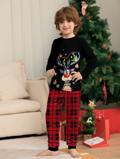 Plaid Deer Christmas Parent-child Outfit Printed Christmas Pajama Set