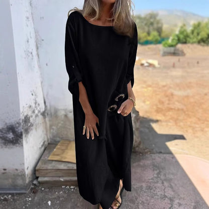 Womens Boho Asymmetrical Linen Blend Tunic Pants Set
