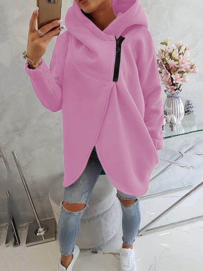 Women's Oversized Fleece Zip Hoodie Sweatshirt