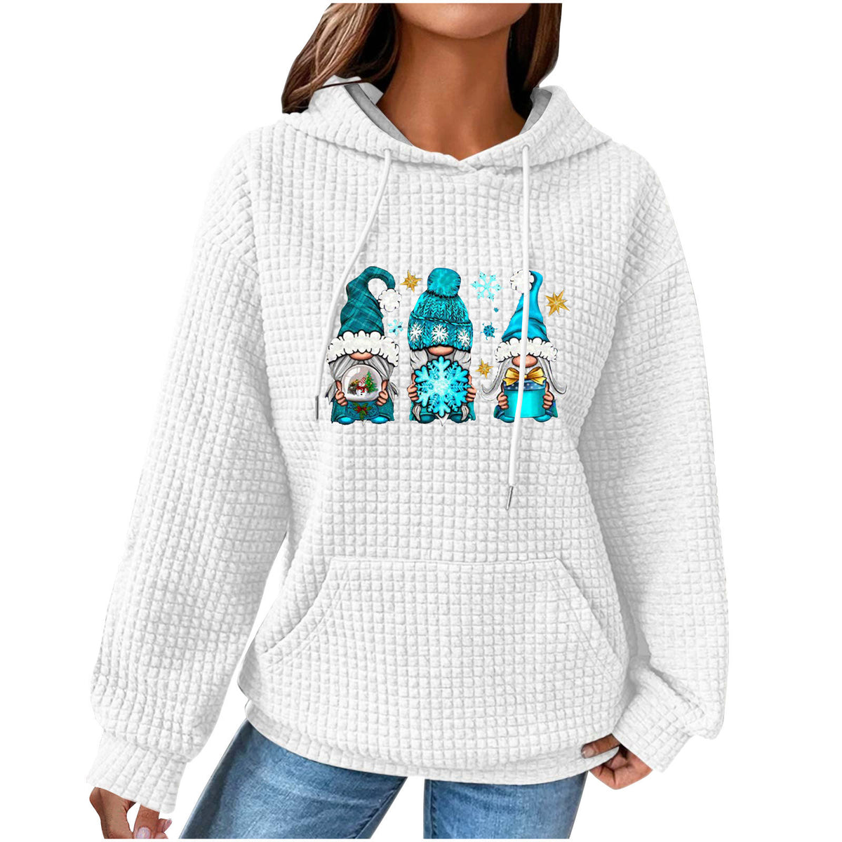 Women's Oversized Waffle Knit Christmas Hoodie