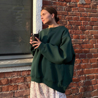 Women's Oversized Fleece Crewneck Sweatshirt Streetwear