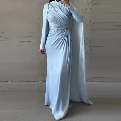 Women's Ruched Long Sleeve Bodycon Maxi Dress