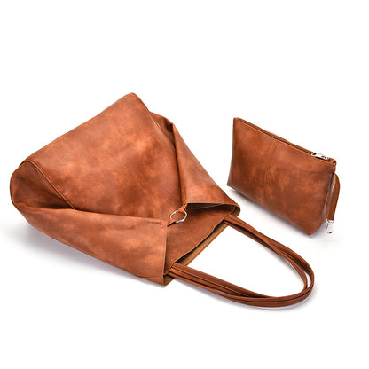 Vintage Large Soft PU Leather Tote Bag for Women