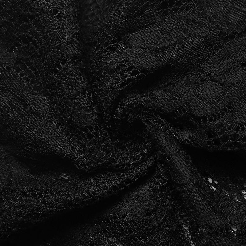 Black Lace Bodysuit V Neck Long Sleeve Sexy Top