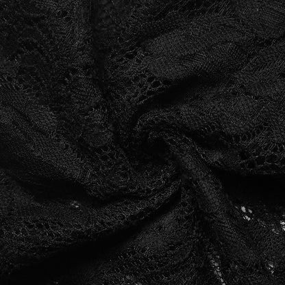 Black Lace Bodysuit V Neck Long Sleeve Sexy Top
