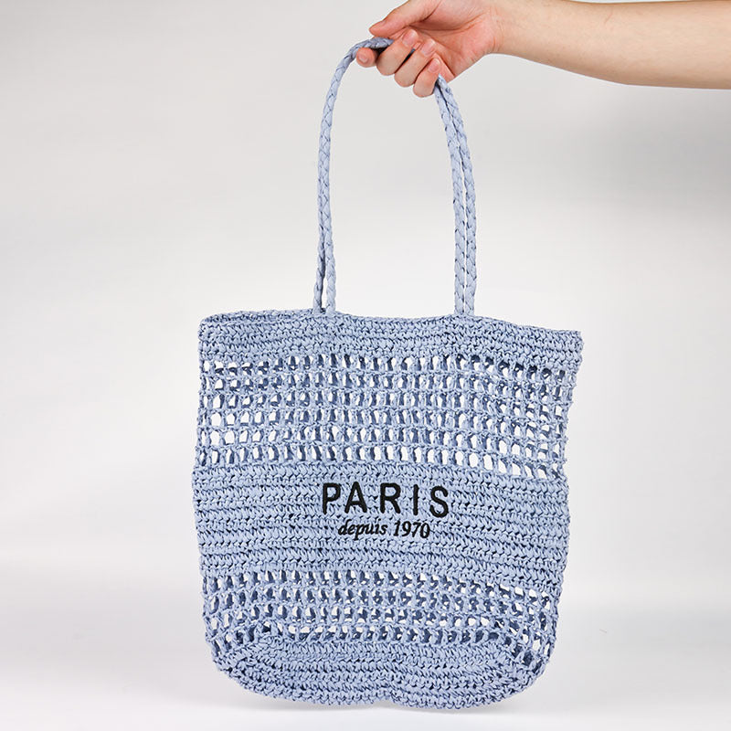 Embroidered Straw Tote Bag Beach Shoulder Bag Women