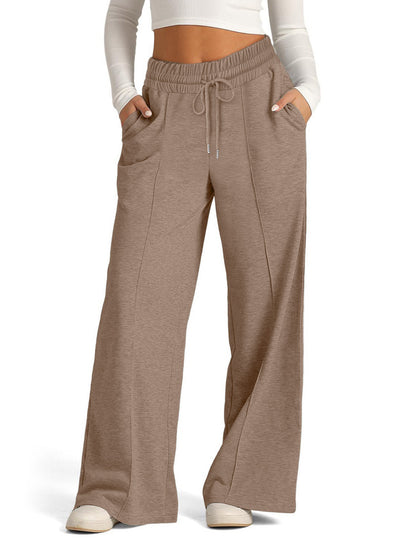 High Waist Drawstring Wide Leg Lounge Pants