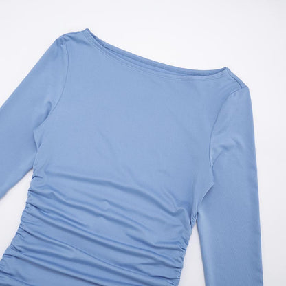 Sexy Ruched Long Sleeve Bodycon Mini Dress