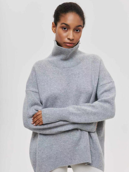 Women's Oversized Mock Neck Sweater Casual Fall Winter