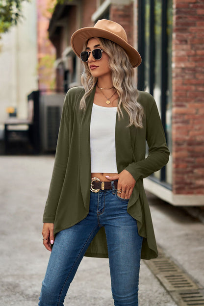 Women's Open Front Long Sleeve Solid Cardigan Sweater