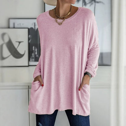 Women's Oversized Long Sleeve Pocket Tunic Top