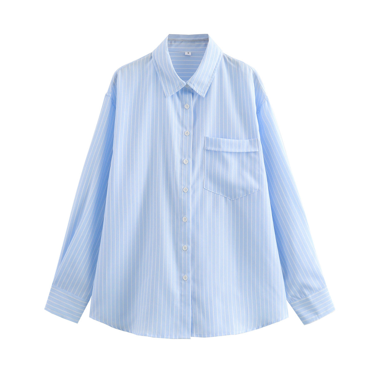 Women's Oversized Striped Button Up Pocket Shirt