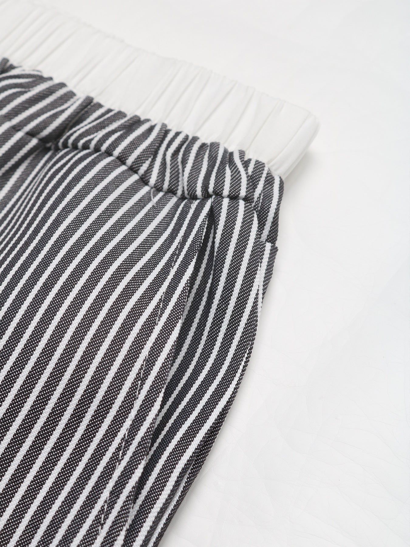 Striped Lace Trim Drawstring Wide Leg Pants