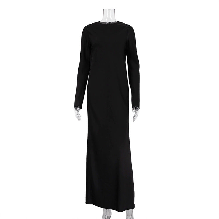 Elegant Satin Long Sleeve Bodycon Maxi Dress