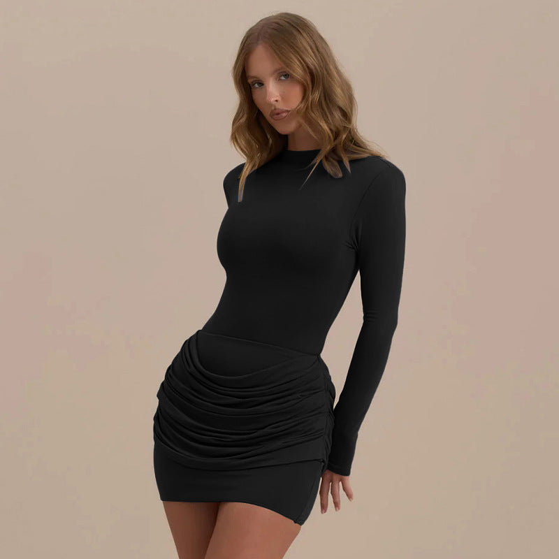 Sexy Long Sleeve Ruched Bodycon Mini Dress
