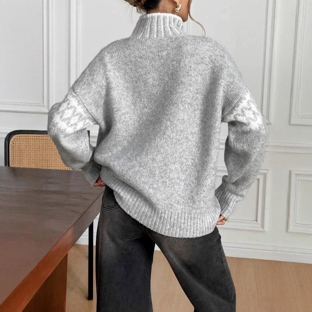 Women's Oversized Mock Neck Pullover Sweater