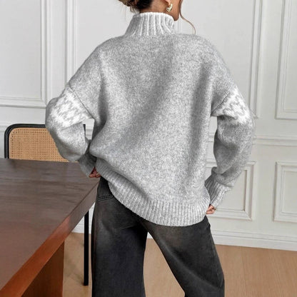 Women's Oversized Mock Neck Pullover Sweater