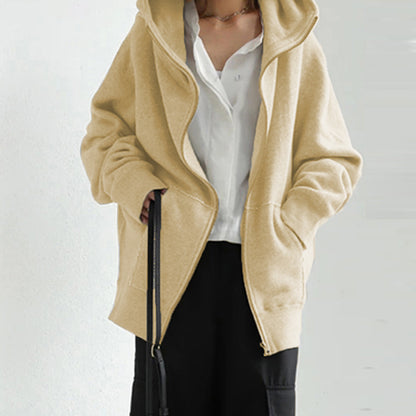 Womens Oversized Zip Up Fleece Hoodie Jacket