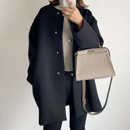 Women's Oversized Straight Wool Blend Coat Mid-Length