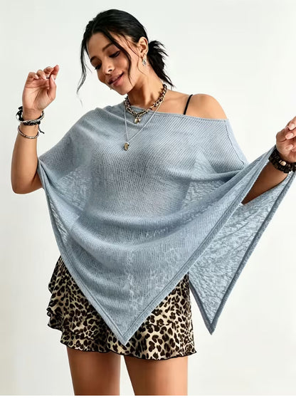 Women's Lightweight Boho Knit Shawl Wrap Summer Poncho