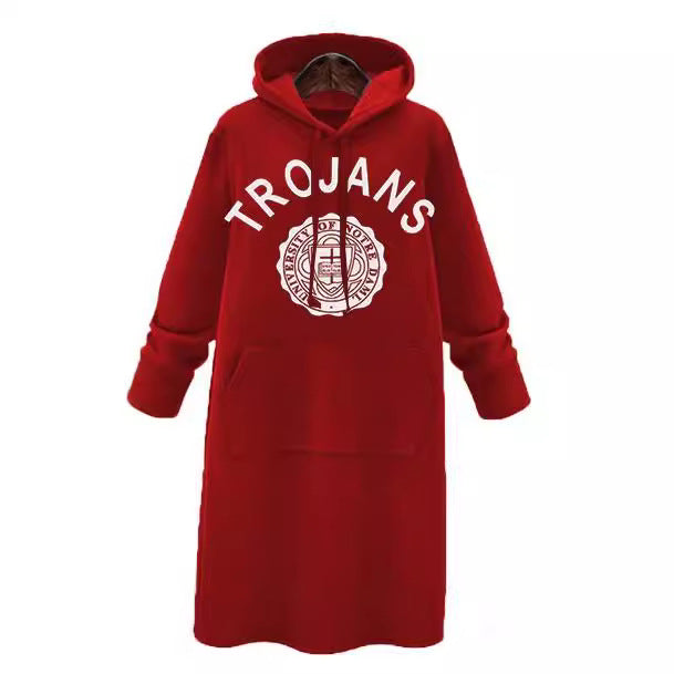 Plus Size Fleece Lined Long Hoodie Women Oversized Graphic